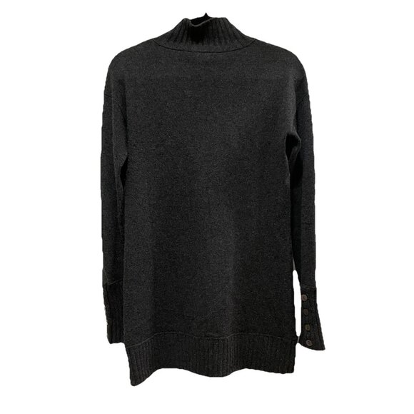 VINCE Dark Gray Cashmere Mock Turtleneck Mini Sweater Dress Sz S - Picture 7 of 8